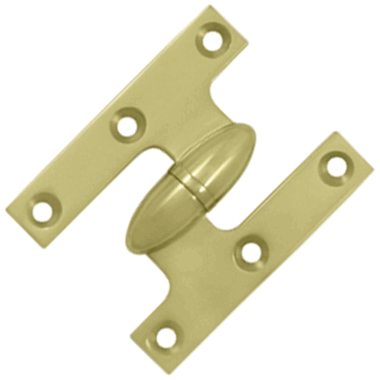 2 1/2 Inch x 2 Inch Solid Brass Olive Knuckle Hinge (Polished Brass)