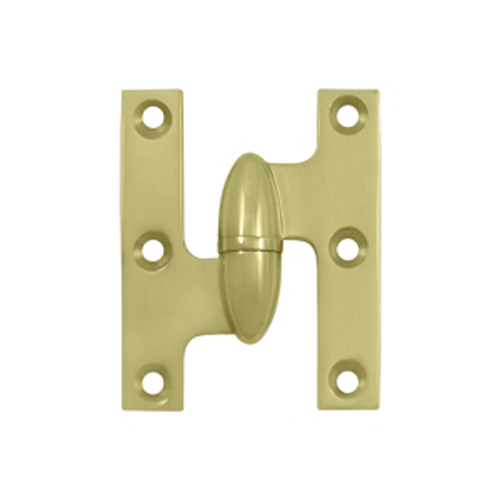 2 1/2 Inch x 2 Inch Solid Brass Olive Knuckle Hinge (Polished Brass Finish)