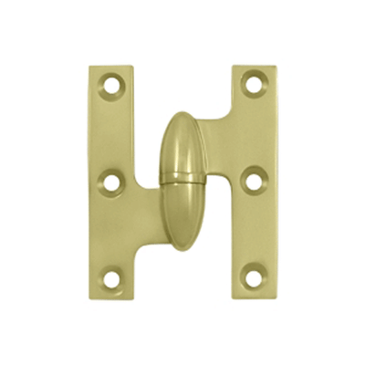 2 1/2 Inch x 2 Inch Solid Brass Olive Knuckle Hinge (Polished Brass Finish)