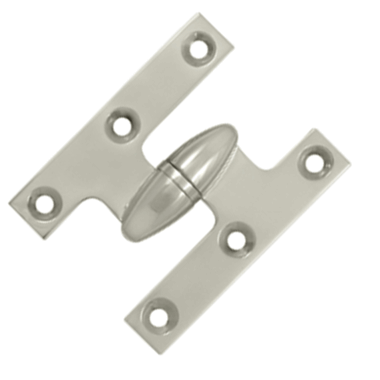 DELTANA 2 1/2 Inch x 2 Inch Solid Brass Olive Knuckle Hinge (Polished Nickel Finish)