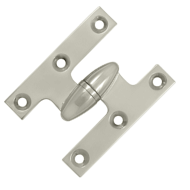 2 1/2 Inch x 2 Inch Solid Brass Olive Knuckle Hinge (Polished Nickel Finish)