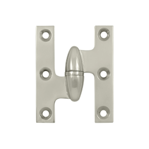 2 1/2 Inch x 2 Inch Solid Brass Olive Knuckle Hinge (Polished Nickel Finish)