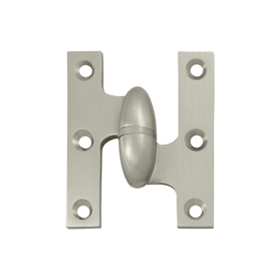 2 1/2 Inch x 2 Inch Solid Brass Olive Knuckle Hinge (Satin Nickel)