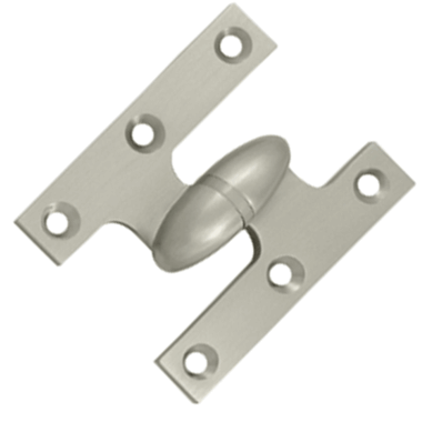 2 1/2 Inch x 2 Inch Solid Brass Olive Knuckle Hinge (Satin Nickel Finish)