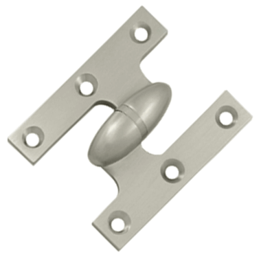 2 1/2 Inch x 2 Inch Solid Brass Olive Knuckle Hinge (Satin Nickel)