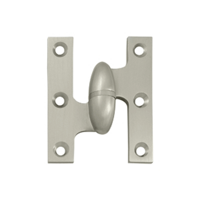 2 1/2 Inch x 2 Inch Solid Brass Olive Knuckle Hinge (Satin Nickel Finish)