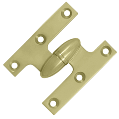 2 1/2 Inch x 2 Inch Solid Brass Olive Knuckle Hinge (Unlacquered Brass Finish) DELTANA