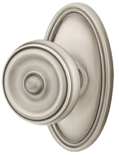 Solid Brass Waverly Door Knob Set With Oval Rosette