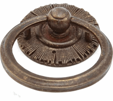 2 1/4 Inch Sunburst Cabinet Ring Pull with Back Plate (Highlighted Bronze Finish)