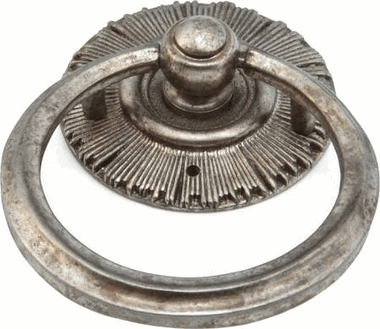2 1/4 Inch Sunburst Cabinet Ring Pull with Back Plate (Silver Antique Finish)