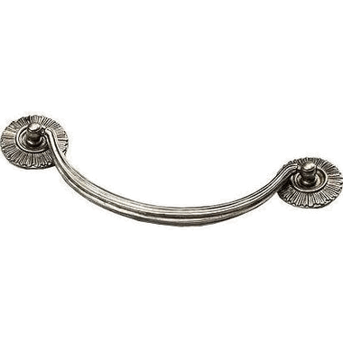 SCHAUB 2 1/8 Inch (5 1/2 Inch c-c) Sunburst Cabinet Bail Pull with Rosettes (Silver Antique Finish)