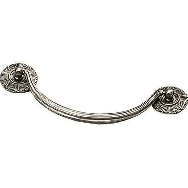 2 1/8 Inch (5 1/2 Inch c-c) Sunburst Cabinet Bail Pull with Rosettes (Silver Antique Finish)