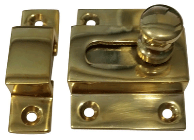 2 1/4 Inch Solid Brass Cabinet Latch With Round Turn Piece (Polished Brass Finish)