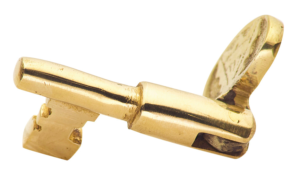 2 1/8 Inch Solid Brass Pull Pivoting Skeleton Key (Polished Brass Finish)
