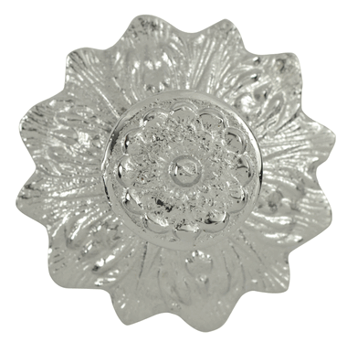 2 2/5 Inch Solid Brass Victorian Sunflower Knob Polished Chrome Finish