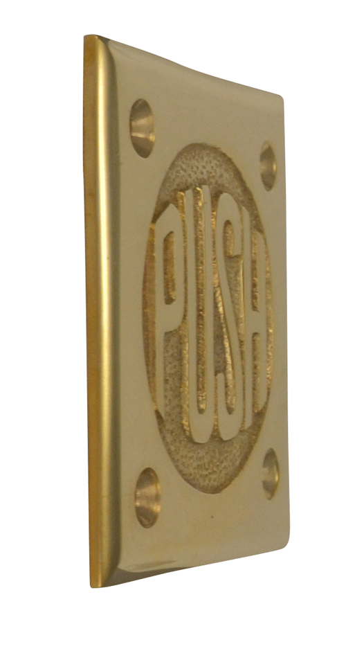 2 3/4 Inch Brass Classic American "PUSH" Plate (Lacquered Brass Finish)