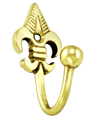 2 3/8 Inch Fleur-de-lis Brass Hook (Polished Brass Finish)