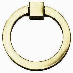 2 1/2 Inch Mission Style Solid Brass Drawer Ring Pull (Polished Brass)