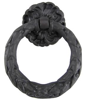 Solid Brass French Floral Drawer Ring Pull (Oil Rubbed Bronze)