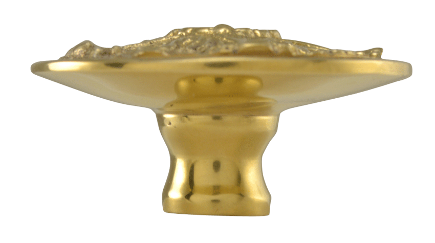 2 Inch Solid Brass Victorian Floral Knob (Lacquered Brass Finish)