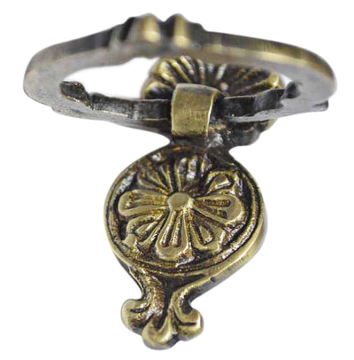 2 Inch Solid Brass Victorian Floral Ring Pull (Antique Brass Finish)