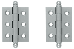 2 Inch x 1 1/2 Inch Solid Brass Cabinet Hinges (Brushed Chrome Finish)