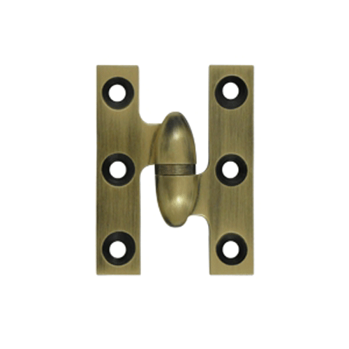 2 Inch x 1 1/2 Inch Solid Brass Olive Knuckle Hinge (Antique Brass Finish) DELTANA