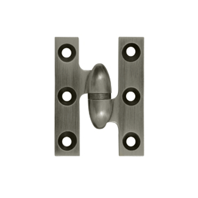 2 Inch x 1 1/2 Inch Solid Brass Olive Knuckle Hinge (Antique Nickel)