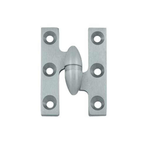 DELTANA 2 Inch x 1 1/2 Inch Solid Brass Olive Knuckle Hinge (Brushed Chrome Finish)