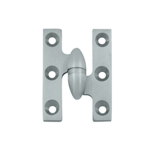 2 Inch x 1 1/2 Inch Solid Brass Olive Knuckle Hinge (Brushed Chrome Finish)