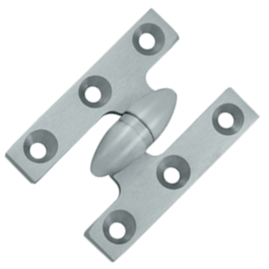 2 Inch x 1 1/2 Inch Solid Brass Olive Knuckle Hinge (Brushed Chrome Finish)