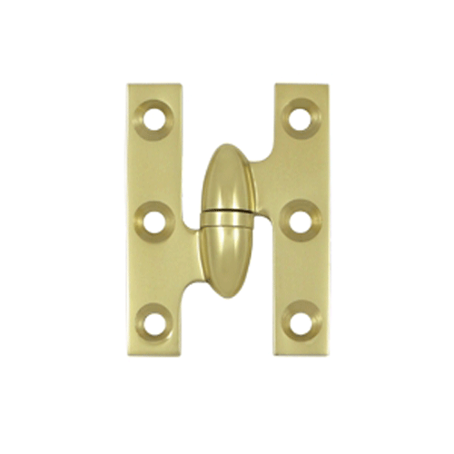 2 Inch x 1 1/2 Inch Solid Brass Olive Knuckle Hinge (Polished Brass Finish)