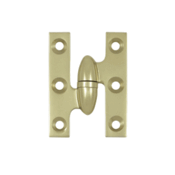 2 Inch x 1 1/2 Inch Solid Brass Olive Knuckle Hinge (Unlacquered Brass Finish)