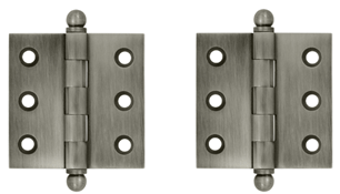 2 Inch x 2 Inch Solid Brass Cabinet Hinges (Antique Nickel Finish)