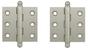 2 Inch x 2 Inch Solid Brass Cabinet Hinges (Brushed Nickel Finish)