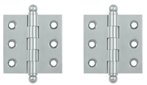 2 Inch x 2 Inch Solid Brass Cabinet Hinges (Polished Chrome Finish)