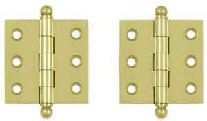 2 Inch x 2 Inch Solid Brass Cabinet Hinges (Polished Brass Finish)