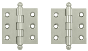 2 Inch x 2 Inch Solid Brass Cabinet Hinges (Polished Nickel Finish)