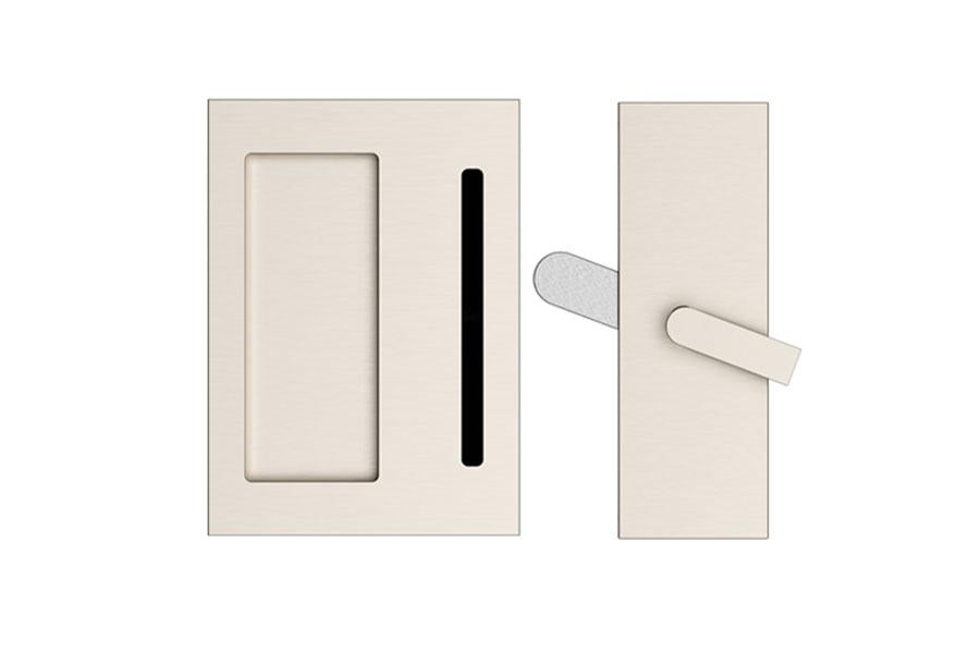 Modern Rectangular Privacy Barn Door Lock and Flush Pull with Integrated Strike (Several Finishes Available)