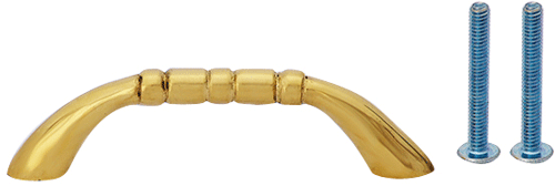 3 1/2 Inch Overall (3 Inch c-c)  Solid Brass Traditional Pull (Lacquered Brass Finish)