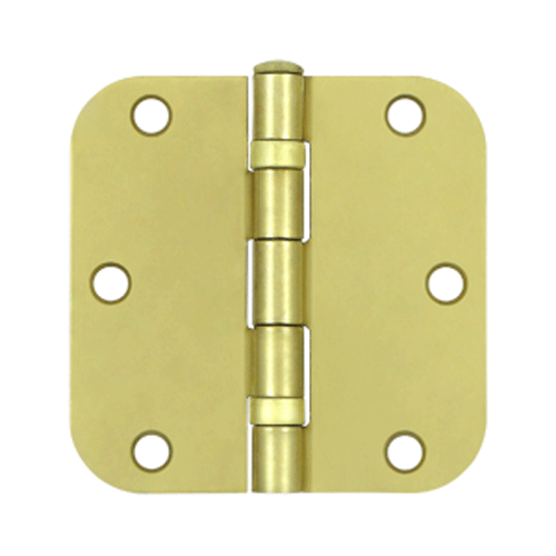 DELTANA 3 1/2 Inch x 3 1/2 Inch Ball Bearing Steel Hinge (Brushed Brass Finish)