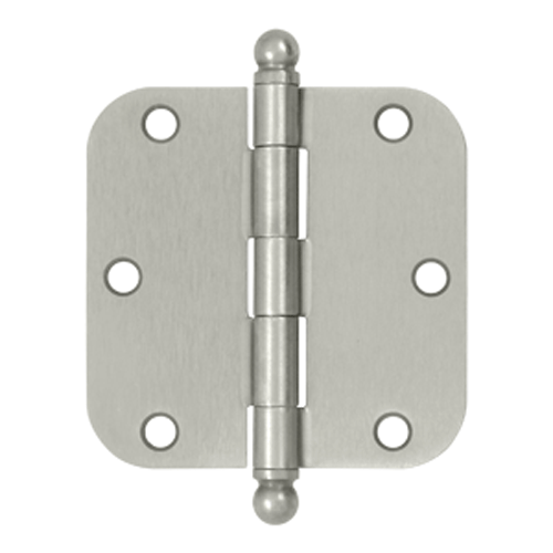 DELTANA 3 1/2 Inch x 3 1/2 Inch Ball Tip Steel Hinge (Brushed Nickel Finish)