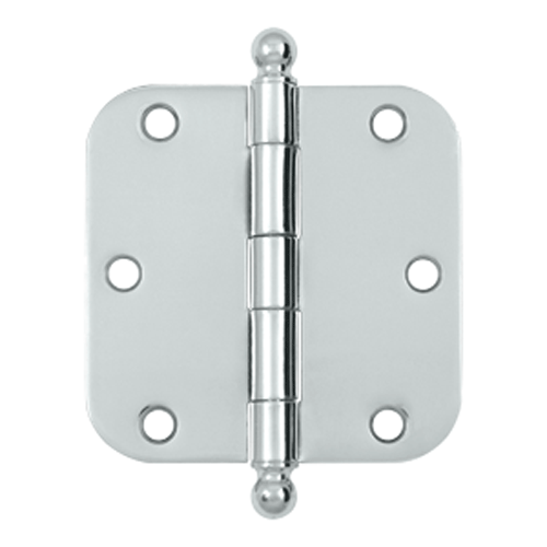 DELTANA 3 1/2 Inch x 3 1/2 Inch Ball Tip Steel Hinge (Chrome Finish)