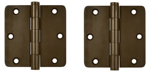 3 1/2 Inch X 3 1/2 Inch Solid Brass Hinge Interchangeable Finials (1/4" Radius Corner, Bronze Rust Finish)
