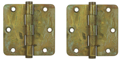 3 1/2 Inch X 3 1/2 Inch Solid Brass Hinge Interchangeable Finials (1/4" Radius Corner, Rust Finish)