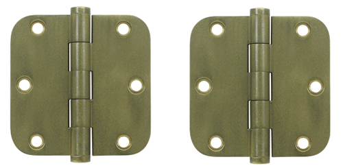 3 1/2 Inch X 3 1/2 Inch Solid Brass Hinge Interchangeable Finials (5/8" Radius Corner, Bronze Medium Finish)