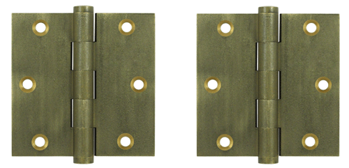 3 1/2 Inch X 3 1/2 Inch Solid Brass Hinge Interchangeable Finials (Square Corner, Bronze Medium Finish)