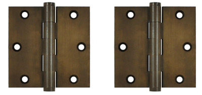 3 1/2 Inch X 3 1/2 Inch Solid Brass Hinge Interchangeable Finials (Square Corner, Bronze Rust Finish)