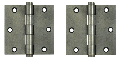 3 1/2 Inch X 3 1/2 Inch Solid Brass Hinge Interchangeable Finials (Square Corner, White Bronze Dark Finish)