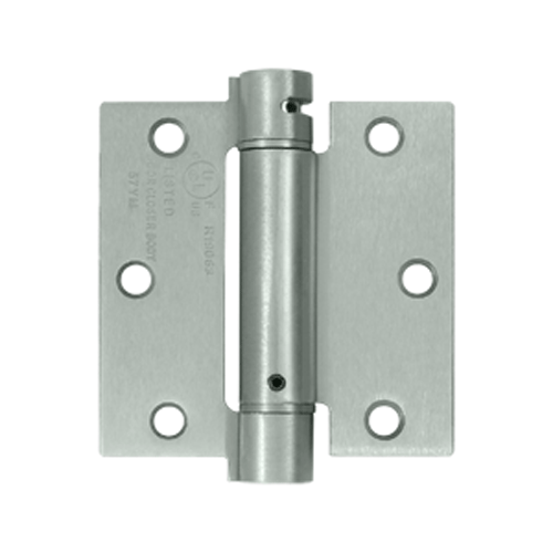 3 1/2 Inch x 3 1/2 Inch Stainless Steel Spring Hinge (Square Corner, Brushed Finish)
